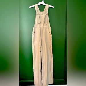 Wide-leg linen Anthropologie jumpsuit